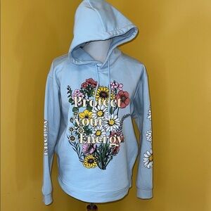 Floral Graphic Light Blue Hoodie